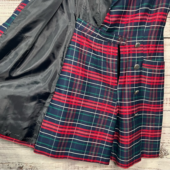 VTG Ashlee California Size 4 Blazer Romper Holiday Plaid Wrap Retro Christmas - Picture 9 of 10